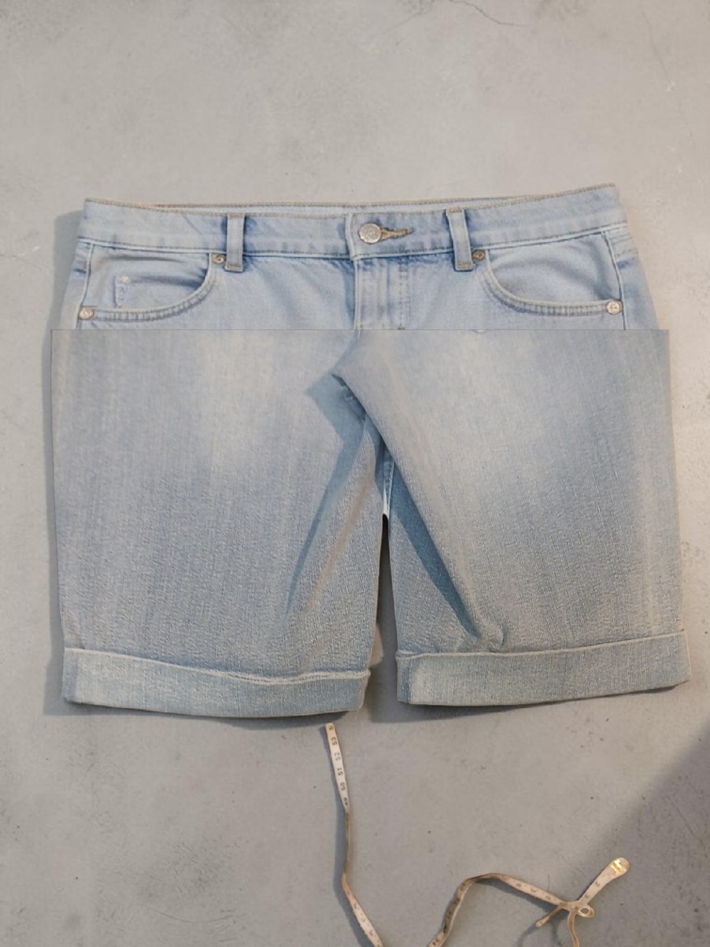 Sound Style -PullOn Bermuda Blue Denim Shorts,Slimming/Stretch,2 Back Pockets, S - Picture 2 of 13